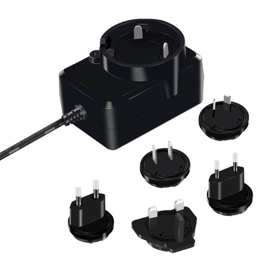 UL FCC CE GS PSE KC RCM Certified Wholesale 5-12 Watts 5V 9V 12V 24V Wall Mount Interchangeable Plug-in Travel Power Adapter with 1.2m DC 5.5x2.1mm Barrel Connector
