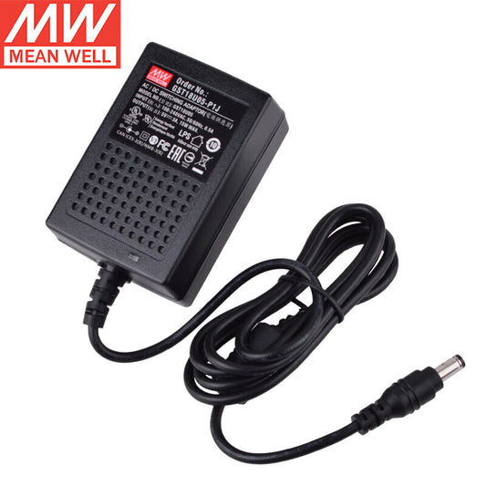 MEAN WELL GST18U / GST25U / GST36U Series 18W-60W Wall-Mounted ITE Power Supplies, Level VI, USA Plug