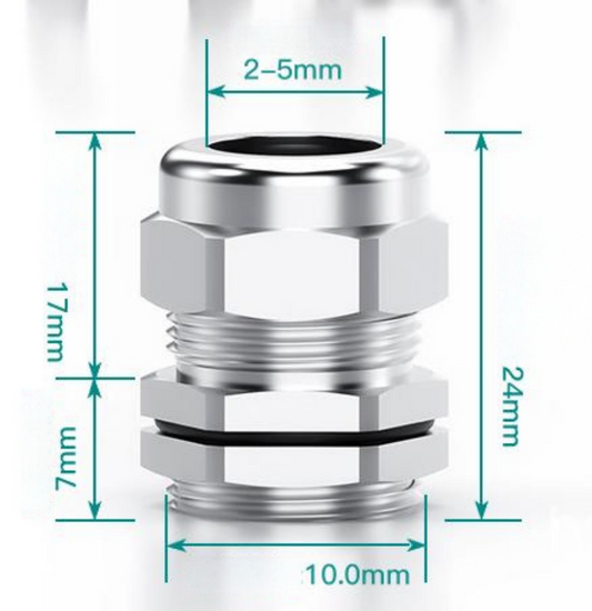 UL CE Certification M/PG Thread Type Metal Cable Gland Series IP68K EMC Shielding for Mining Machinery