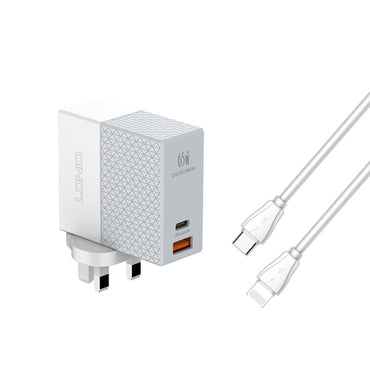 LDNIO A2620C 65W Universal Phone Tablet Charger Type-C/USB-C Port Fast Charger, 65W EU Plug, 65W UK Plug, 65W US Plug