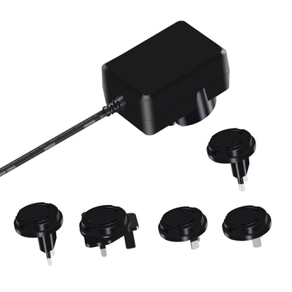 UL FCC CE GS PSE KC RCM Certified Wholesale 5-12 Watts 5V 9V 12V 24V Wall Mount Interchangeable Plug-in Travel Power Adapter with 1.2m DC 5.5x2.1mm Barrel Connector