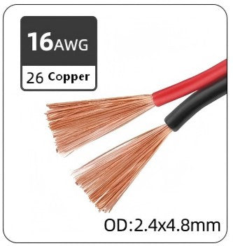 Cable de alimentación de luz LED paralelo de doble fila rojo y negro UL2468 estándar americano 14AWG, 16AWG, 18AWG, 20AWG, 22AWG, 24AWG, 26AWG de 2 núcleos, 1 metro