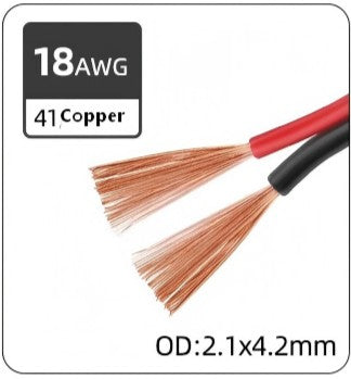 Cable de alimentación de luz LED paralelo de doble fila rojo y negro UL2468 estándar americano 14AWG, 16AWG, 18AWG, 20AWG, 22AWG, 24AWG, 26AWG de 2 núcleos, 1 metro