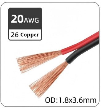 Cable de alimentación de luz LED paralelo de doble fila rojo y negro UL2468 estándar americano 14AWG, 16AWG, 18AWG, 20AWG, 22AWG, 24AWG, 26AWG de 2 núcleos, 1 metro