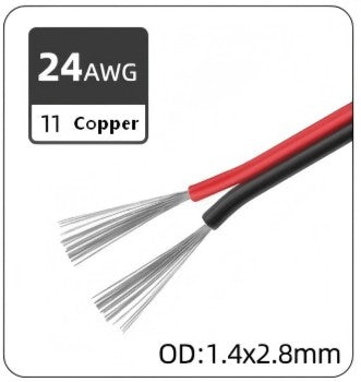 Cable de alimentación de luz LED paralelo de doble fila rojo y negro UL2468 estándar americano 14AWG, 16AWG, 18AWG, 20AWG, 22AWG, 24AWG, 26AWG de 2 núcleos, 1 metro
