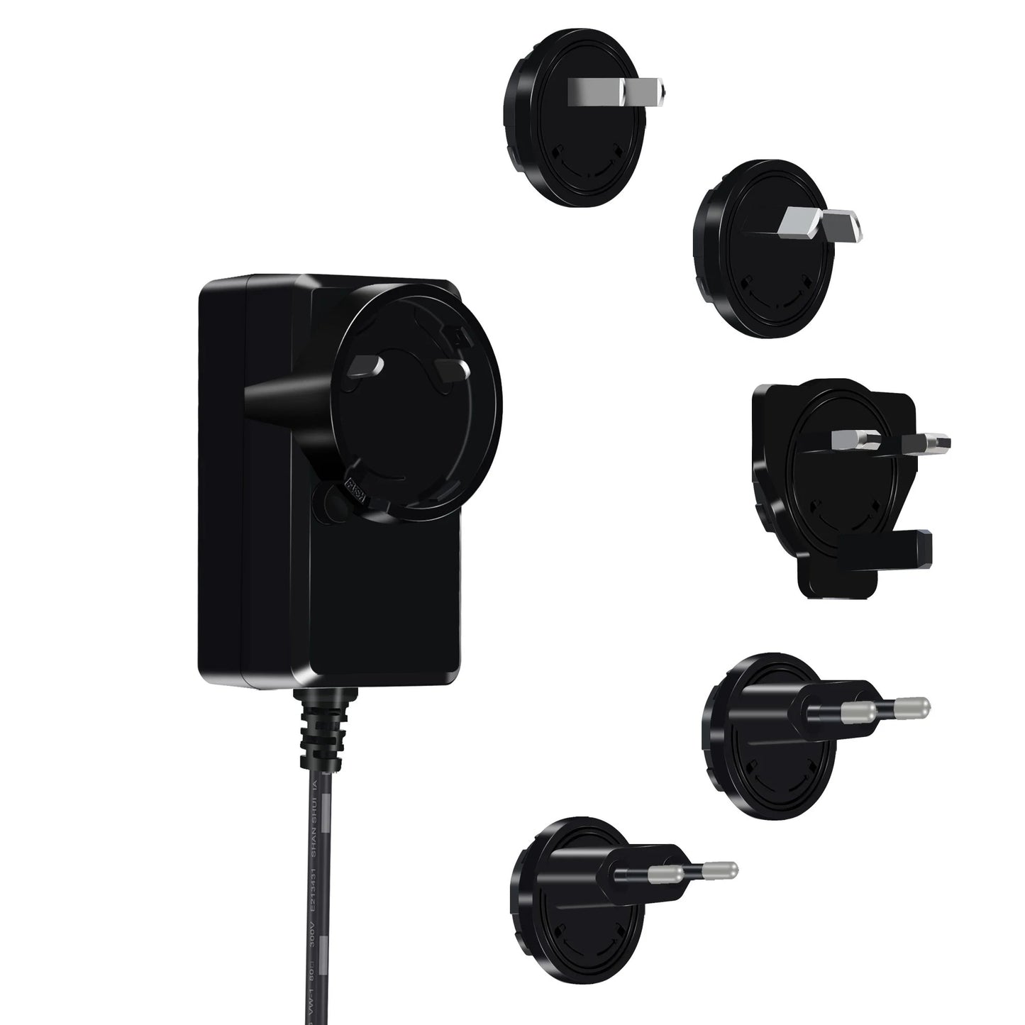 Universal AC DC Power Supply UL FCC CE GS PSE KC RCM Certified 18W 24W 9V 12V 24V&nbsp;Wall Mount Interchangeable Plug-in Travel Power Adapter with 1.2m DC 5.5x2.1mm Barrel Connector