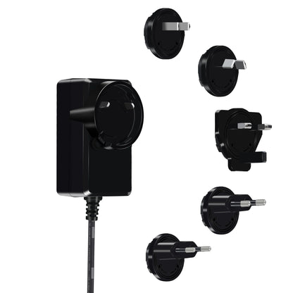 Universal AC DC Power Supply UL FCC CE GS PSE KC RCM Certified 18W 24W 9V 12V 24V&nbsp;Wall Mount Interchangeable Plug-in Travel Power Adapter with 1.2m DC 5.5x2.1mm Barrel Connector