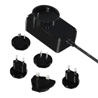 Universal AC DC Power Supply UL FCC CE GS PSE KC RCM Certified 18W 24W 9V 12V 24V&nbsp;Wall Mount Interchangeable Plug-in Travel Power Adapter with 1.2m DC 5.5x2.1mm Barrel Connector