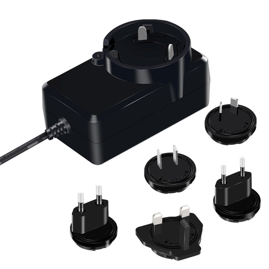 Universal AC DC Power Supply UL FCC CE GS PSE KC RCM Certified 18W 24W 9V 12V 24V&nbsp;Wall Mount Interchangeable Plug-in Travel Power Adapter with 1.2m DC 5.5x2.1mm Barrel Connector