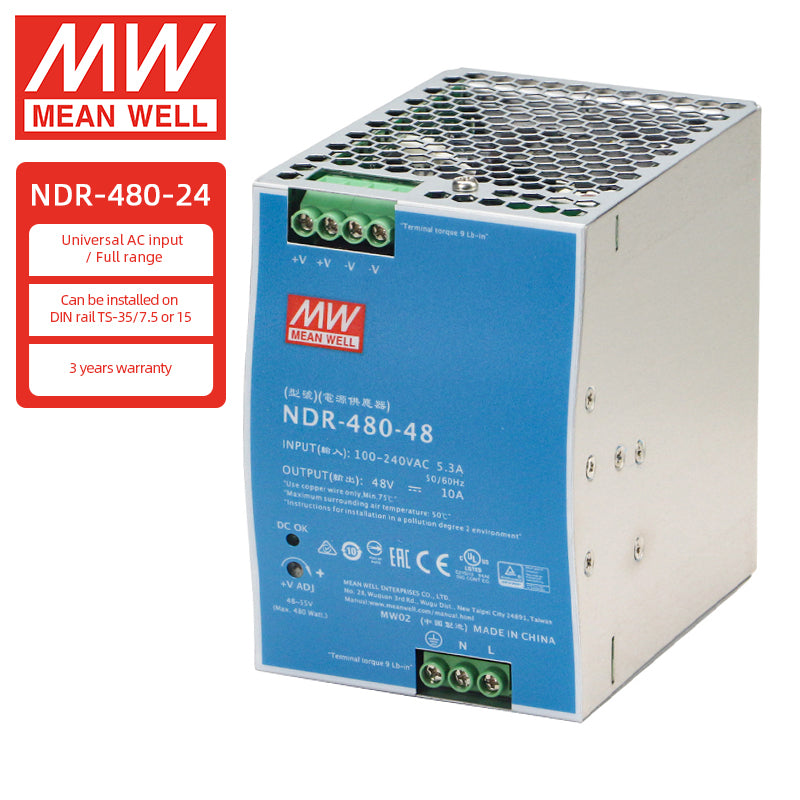 Fuentes de alimentación MEANWELL Serie NDR 75w 120w 240w 480w 12v 24v 48v Fuente de alimentación para carril DIN