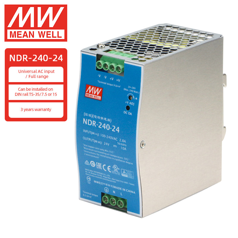 Fuentes de alimentación MEANWELL Serie NDR 75w 120w 240w 480w 12v 24v 48v Fuente de alimentación para carril DIN