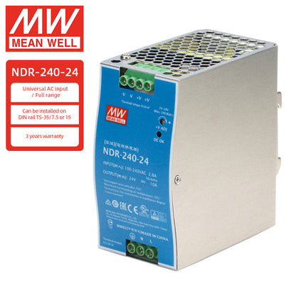 Fuentes de alimentación MEANWELL Serie NDR 75w 120w 240w 480w 12v 24v 48v Fuente de alimentación para carril DIN