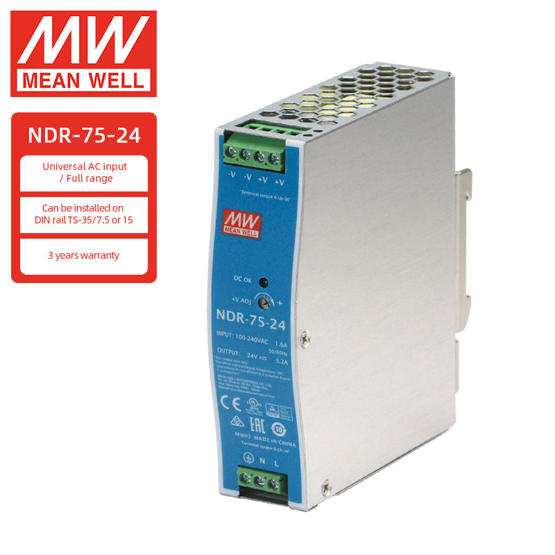 Fuentes de alimentación MEANWELL Serie NDR 75w 120w 240w 480w 12v 24v 48v Fuente de alimentación para carril DIN