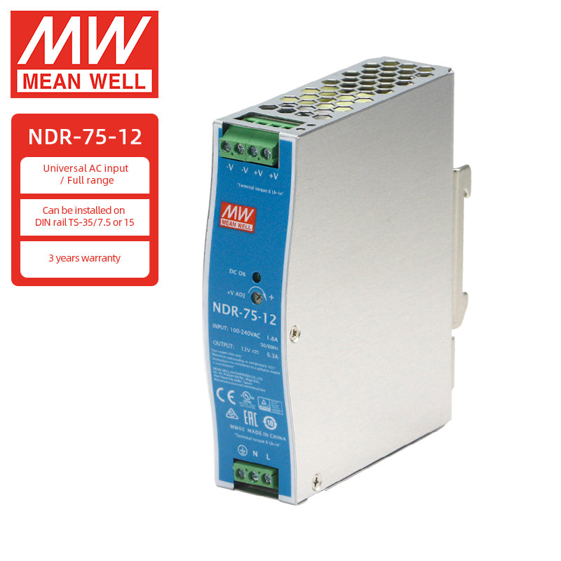 Fuentes de alimentación MEANWELL Serie NDR 75w 120w 240w 480w 12v 24v 48v Fuente de alimentación para carril DIN
