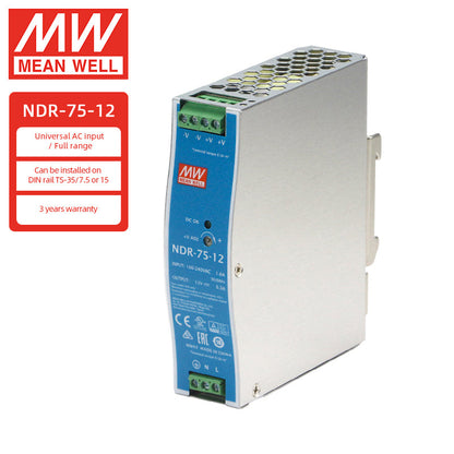 Fuentes de alimentación MEANWELL Serie NDR 75w 120w 240w 480w 12v 24v 48v Fuente de alimentación para carril DIN