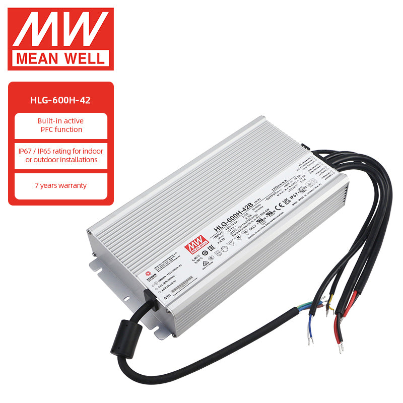 MEANWELL Serie HLG 40W-600W 36V 48V 54V 12V 24V Controlador LED IP67 40w 60w 80w 100w 120w 150w 240w 320w 480w 600w