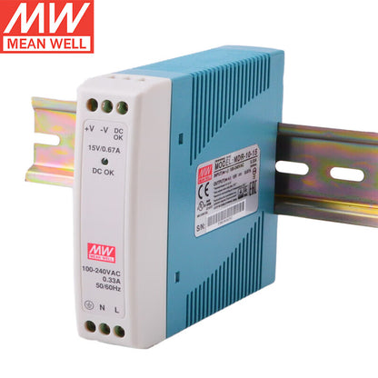Alimentation sur rail DIN MEAN WELL série MDR de 10 W à 100 W avec faible consommation à vide <0,75 W pour l'automatisation des bâtiments et la maison intelligente