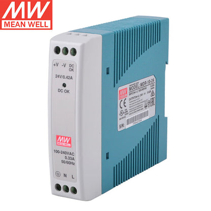 Alimentation sur rail DIN MEAN WELL série MDR de 10 W à 100 W avec faible consommation à vide <0,75 W pour l'automatisation des bâtiments et la maison intelligente