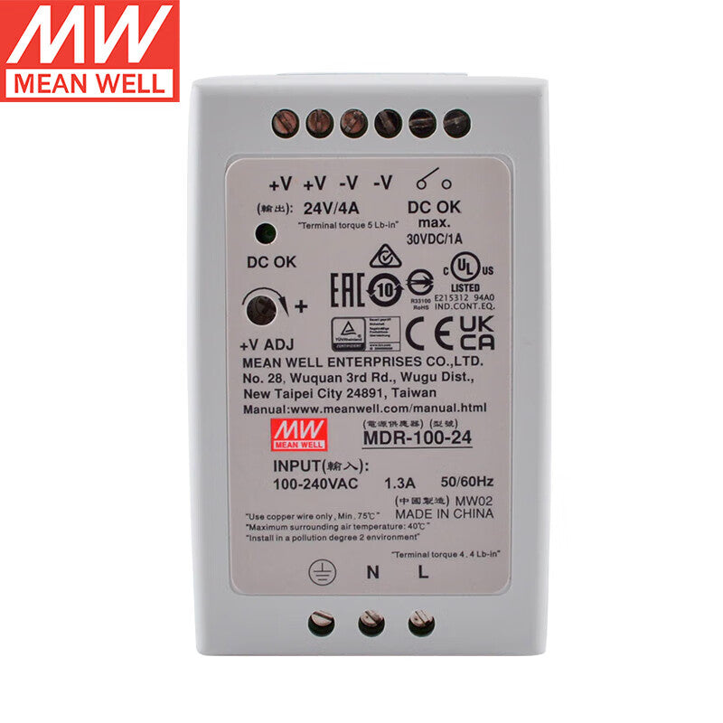 Alimentation sur rail DIN MEAN WELL série MDR de 10 W à 100 W avec faible consommation à vide <0,75 W pour l'automatisation des bâtiments et la maison intelligente