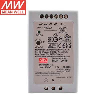Alimentation sur rail DIN MEAN WELL série MDR de 10 W à 100 W avec faible consommation à vide <0,75 W pour l'automatisation des bâtiments et la maison intelligente