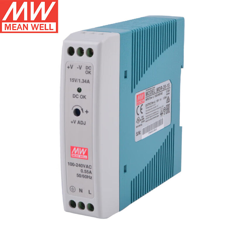 Alimentation sur rail DIN MEAN WELL série MDR de 10 W à 100 W avec faible consommation à vide <0,75 W pour l'automatisation des bâtiments et la maison intelligente