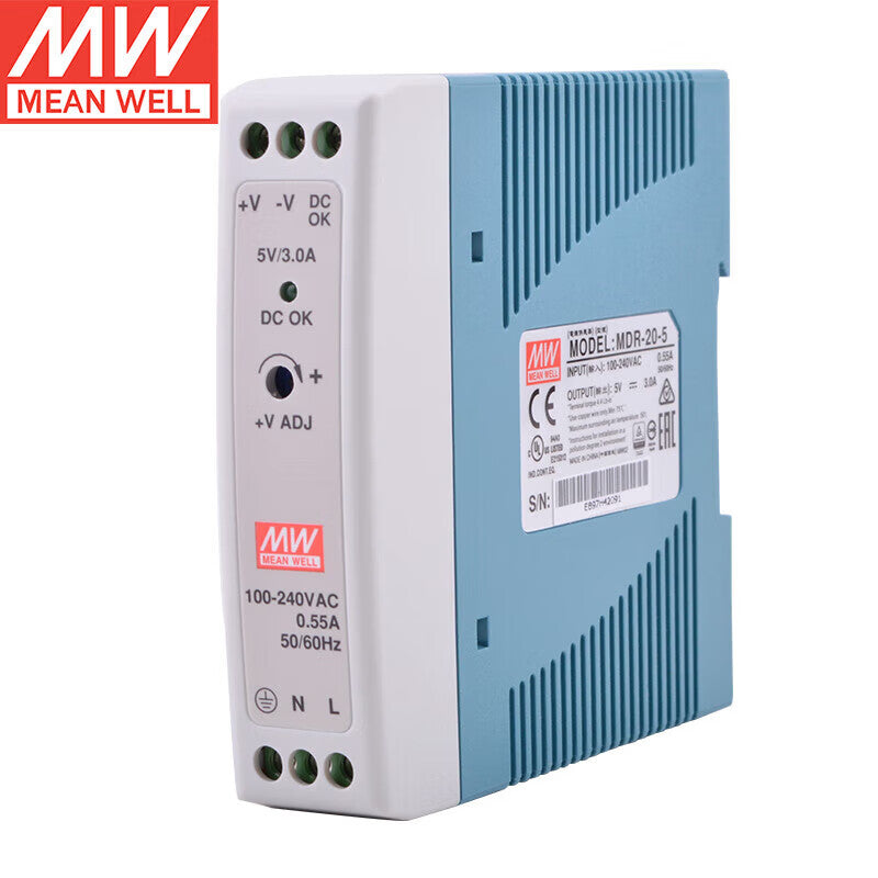 Alimentation sur rail DIN MEAN WELL série MDR de 10 W à 100 W avec faible consommation à vide <0,75 W pour l'automatisation des bâtiments et la maison intelligente
