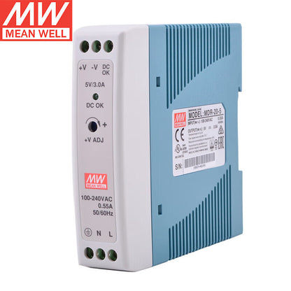 Alimentation sur rail DIN MEAN WELL série MDR de 10 W à 100 W avec faible consommation à vide <0,75 W pour l'automatisation des bâtiments et la maison intelligente