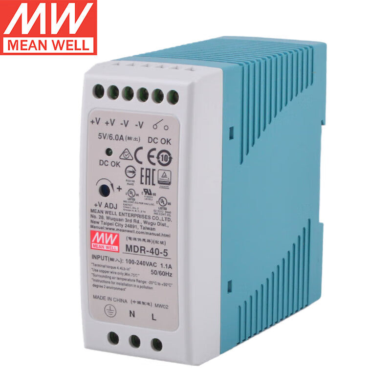 Alimentation sur rail DIN MEAN WELL série MDR de 10 W à 100 W avec faible consommation à vide <0,75 W pour l'automatisation des bâtiments et la maison intelligente
