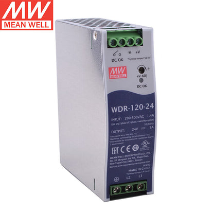 Alimentation à découpage industrielle Meanwell WDR-60/120/240/480-12/24/48 12V 24V 48V 40A 20A 10A 5A à montage sur rail DIN, très vendue