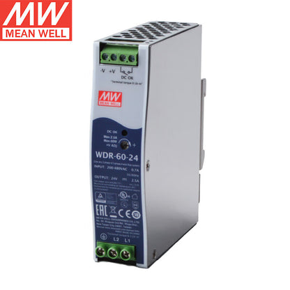 Alimentation à découpage industrielle Meanwell WDR-60/120/240/480-12/24/48 12V 24V 48V 40A 20A 10A 5A à montage sur rail DIN, très vendue