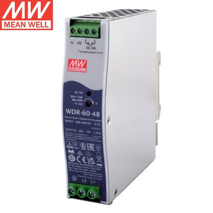 Alimentation à découpage industrielle Meanwell WDR-60/120/240/480-12/24/48 12V 24V 48V 40A 20A 10A 5A à montage sur rail DIN, très vendue