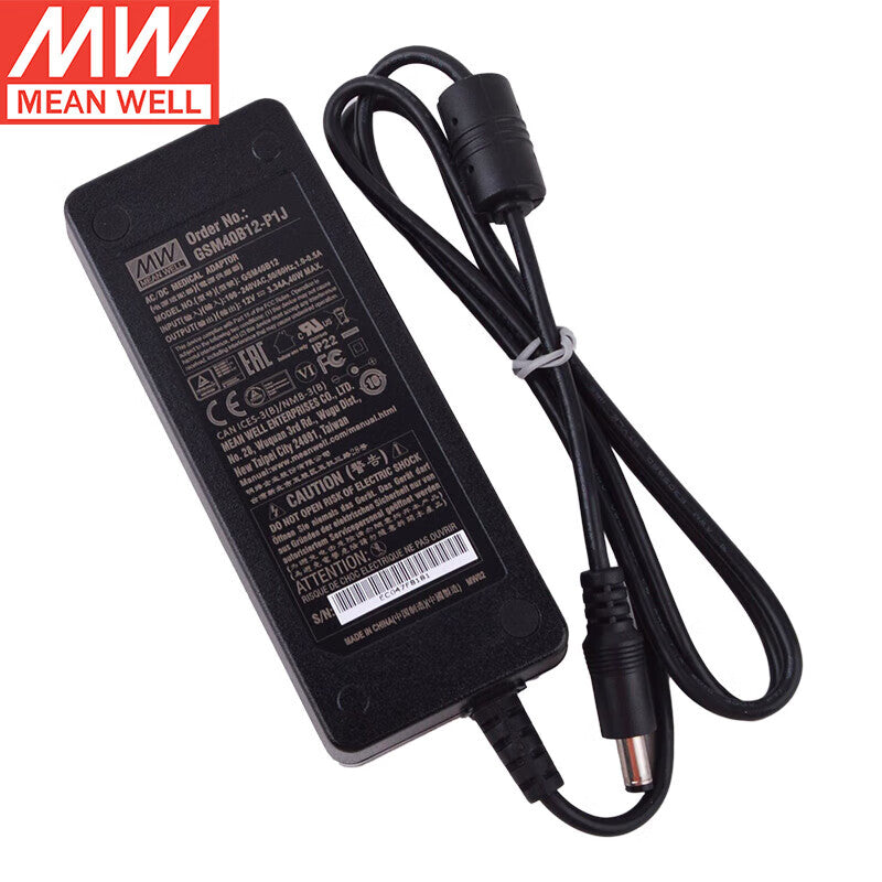 Séries MEAN WELL GSM40B / GSM60B / GSM90B / GSM120B / GSM160B / GSM220B Alimentations médicales de bureau 12V 24V 40W-220W, Classe II, Niveau VI