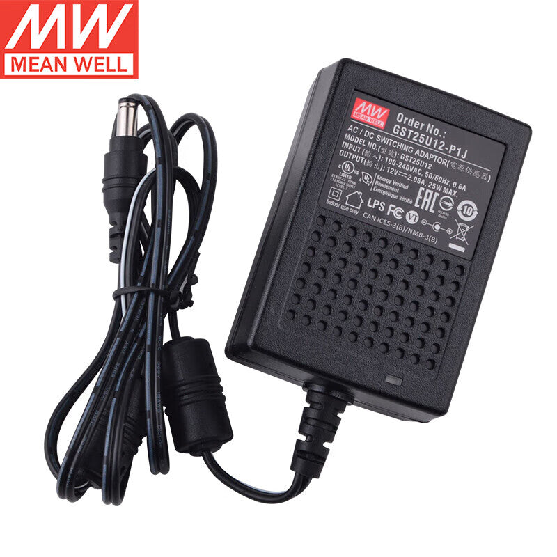 Fuentes de alimentación ITE de montaje en pared de 18W-60W de las series MEAN WELL GST18U / GST25U / GST36U, Nivel VI, enchufe de EE. UU.