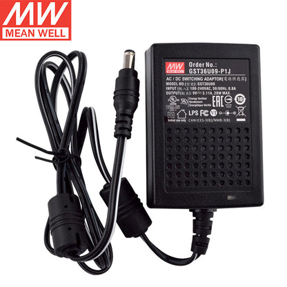 Fuentes de alimentación ITE de montaje en pared de 18W-60W de las series MEAN WELL GST18U / GST25U / GST36U, Nivel VI, enchufe de EE. UU.