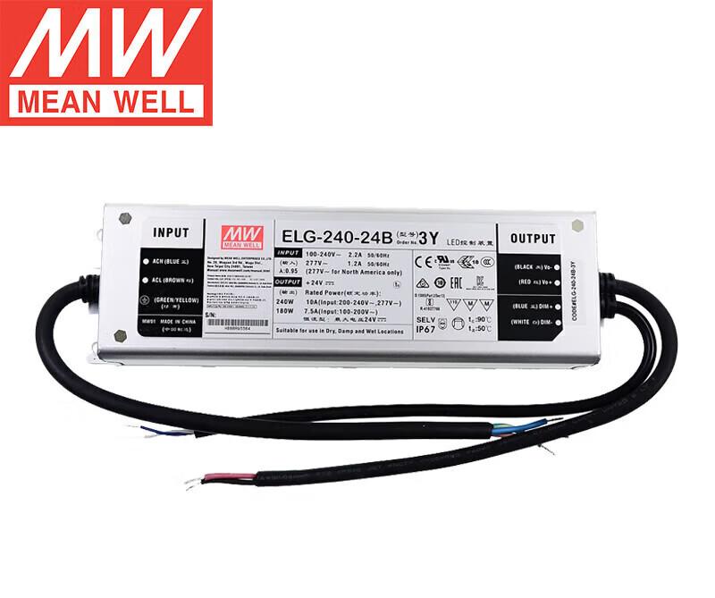 MEAN WELL ELG-75 / ELG-200 / ELG-240 / ELG-300 Series 75W-300W Constant Voltage + Constant Current LED Drivers with IP67/IP65