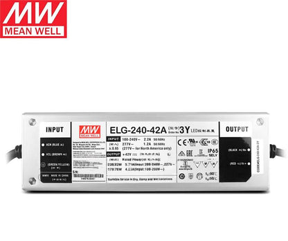 MEAN WELL ELG-75 / ELG-200 / ELG-240 / ELG-300 Series 75W-300W Constant Voltage + Constant Current LED Drivers with IP67/IP65