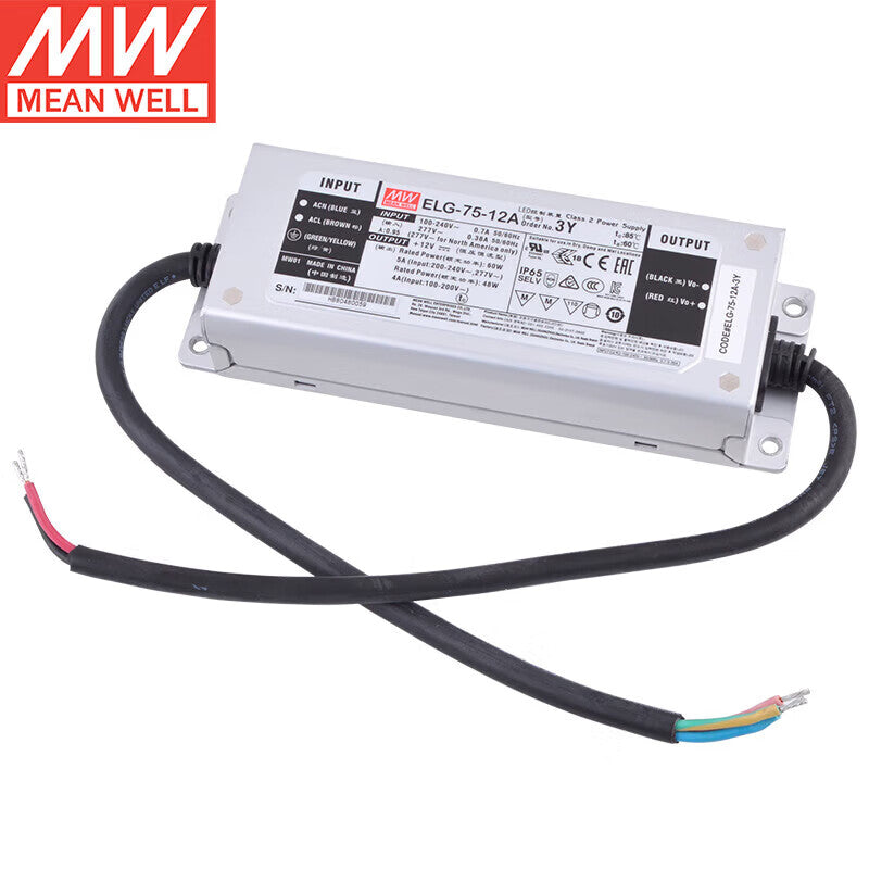 MEAN WELL ELG-75 / ELG-200 / ELG-240 / ELG-300 Series 75W-300W Constant Voltage + Constant Current LED Drivers with IP67/IP65