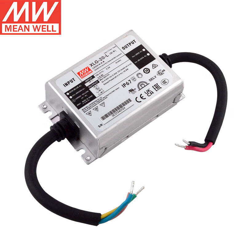 MEAN WELL XLG Series 20W-320W CV Power Mode LED Drivers with IP67 for Outdoor Lighting