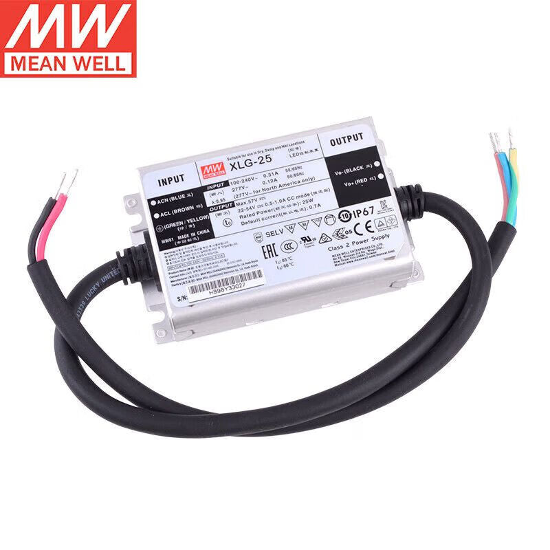 MEAN WELL XLG Series 20W-320W CV Power Mode LED Drivers with IP67 for Outdoor Lighting