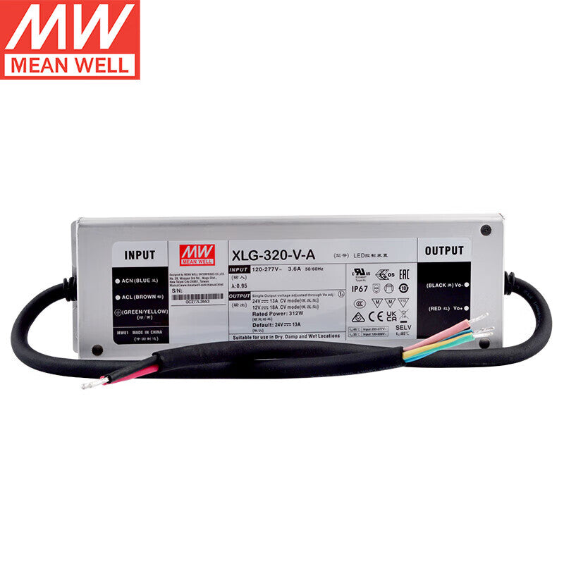 MEAN WELL XLG Series 20W-320W CV Power Mode LED Drivers with IP67 for Outdoor Lighting