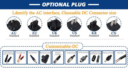 US EU UK KC JP AU Type Wall Plug AC DC Adapter