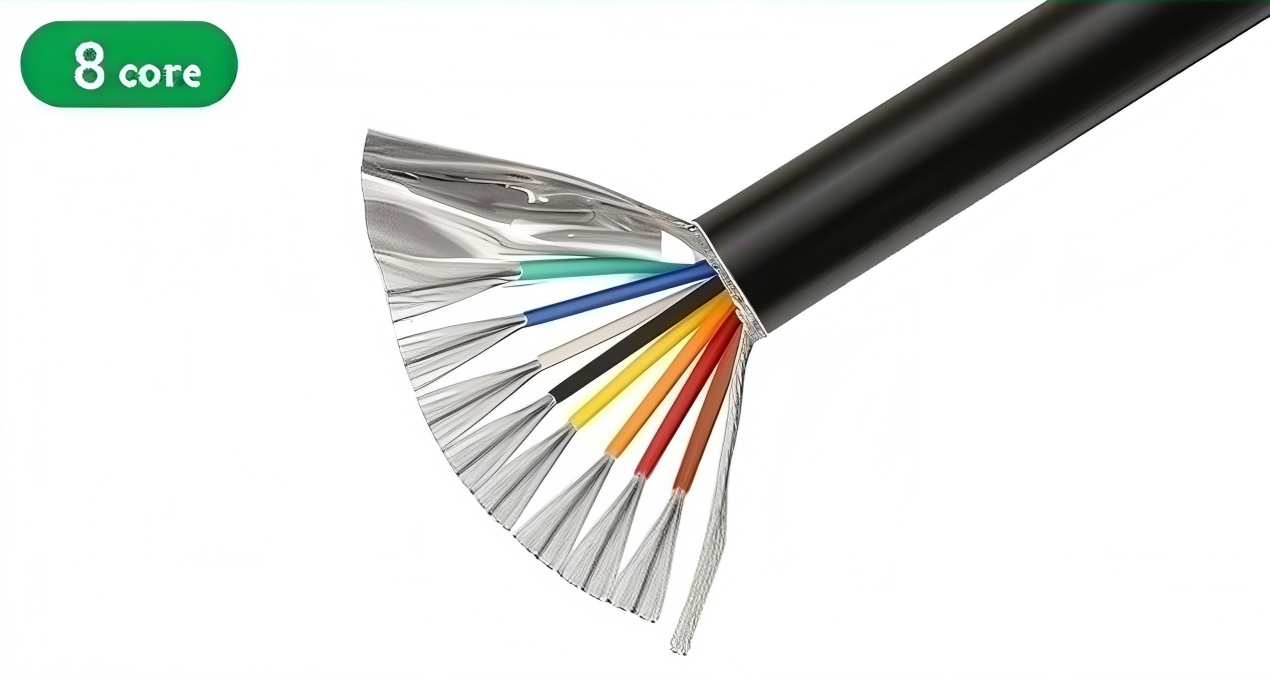 Câble double blindage UL2464 2-8 conducteurs, longueur 1 m, 30 AWG, 28 AWG, 26 AWG, 24 AWG, 22 AWG, 20 AWG, 18 AWG, 16 AWG, 14 AWG, 12 AWG, double blindage en feuille d'aluminium tressée et double torsion