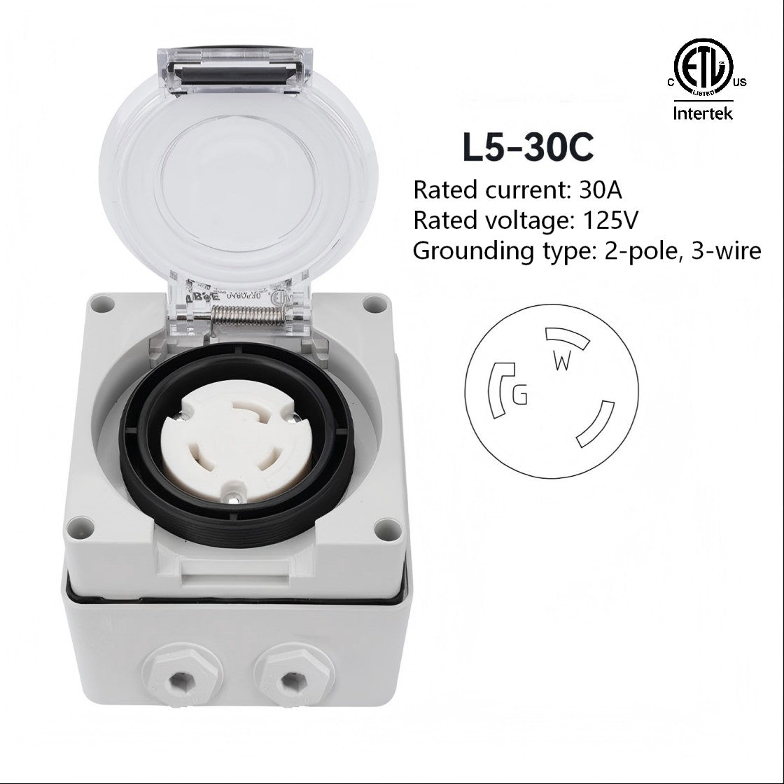 IP66 waterproof outdoor high-power American Standard 3-hole socket with ETL listed 20A,30A,125V,250V
