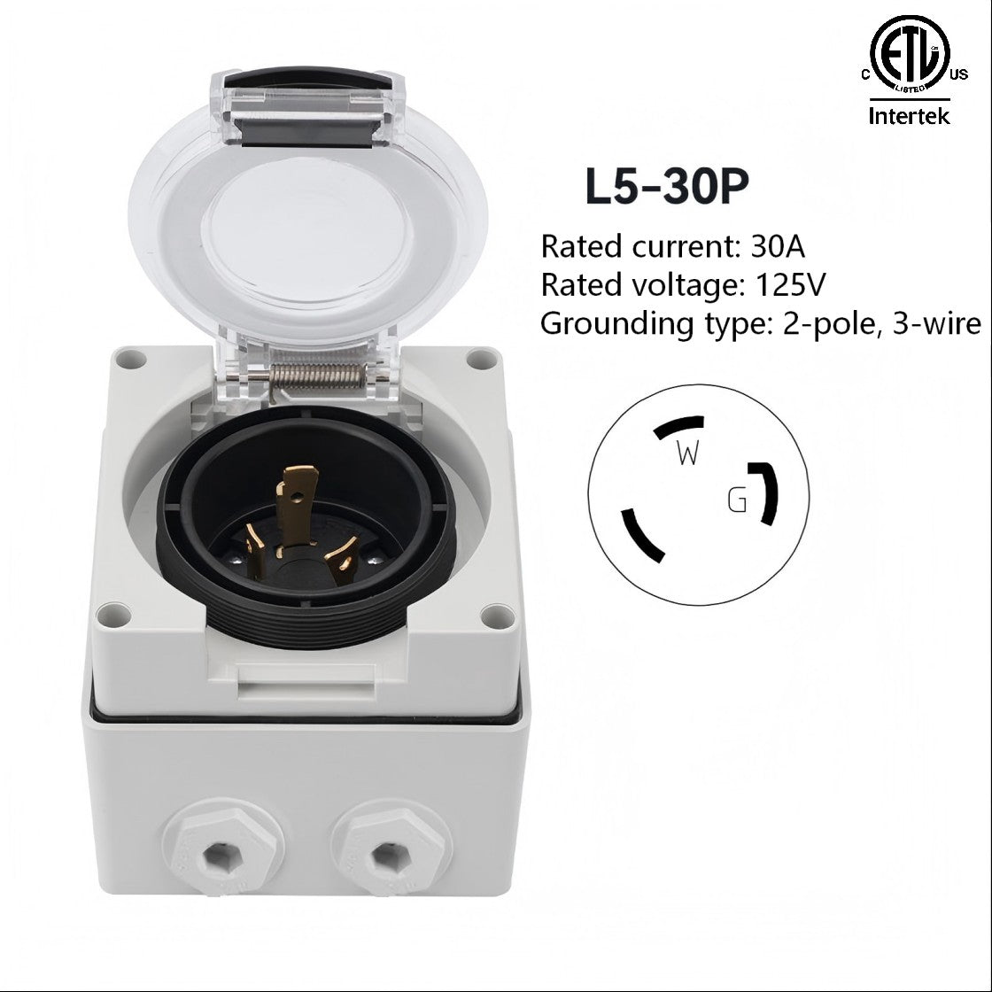 IP66 waterproof outdoor high-power American Standard 3-hole socket with ETL listed 20A,30A,125V,250V
