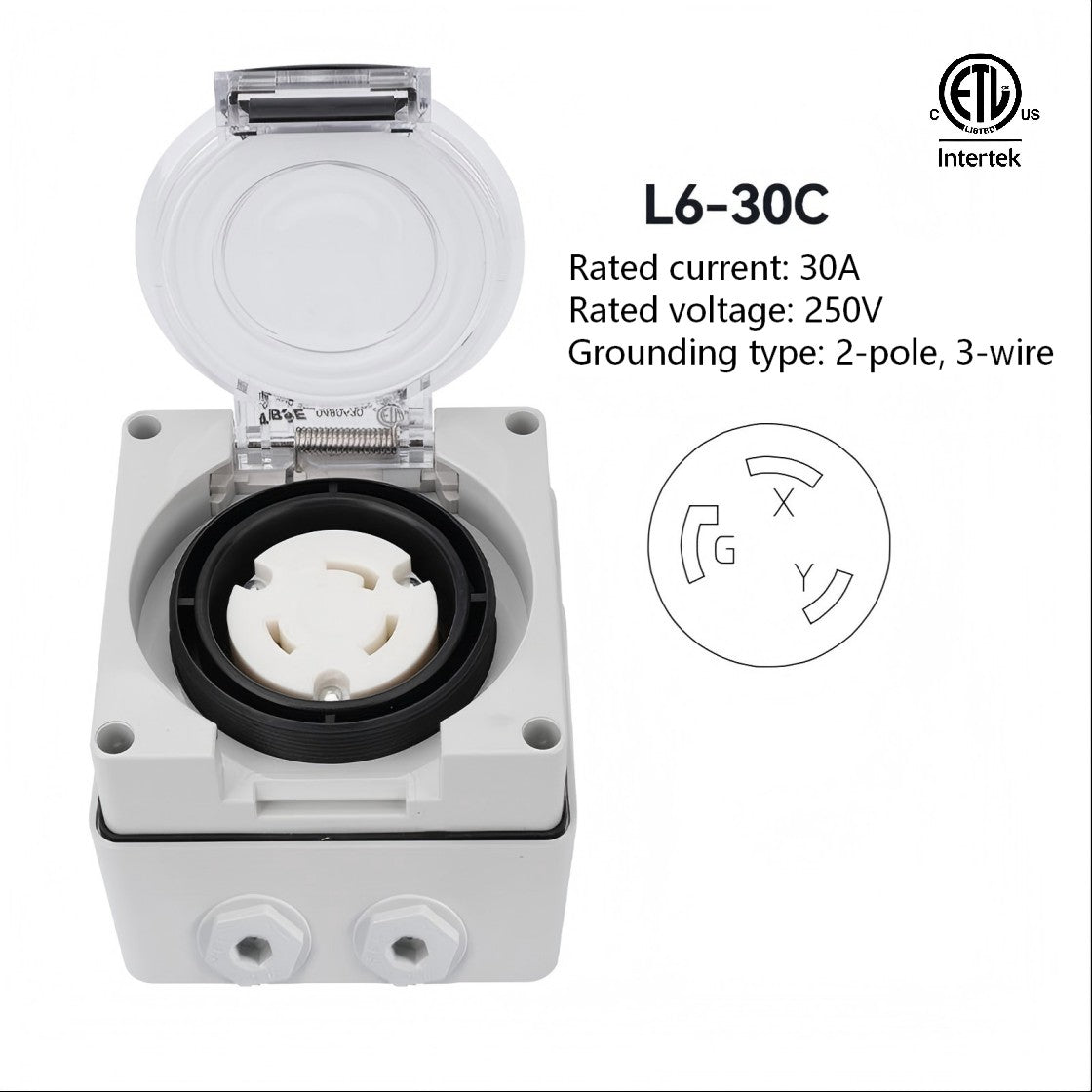 IP66 waterproof outdoor high-power American Standard 3-hole socket with ETL listed 20A,30A,125V,250V