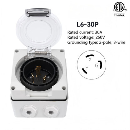 IP66 waterproof outdoor high-power American Standard 3-hole socket with ETL listed 20A,30A,125V,250V