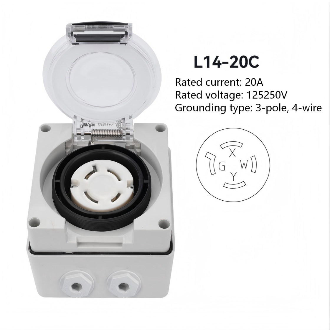 IP66 waterproof outdoor high-power American Standard 3-hole socket with ETL listed 20A,30A,125V,250V