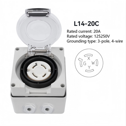 IP66 waterproof outdoor high-power American Standard 3-hole socket with ETL listed 20A,30A,125V,250V