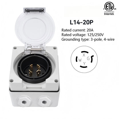 IP66 waterproof outdoor high-power American Standard 3-hole socket with ETL listed 20A,30A,125V,250V