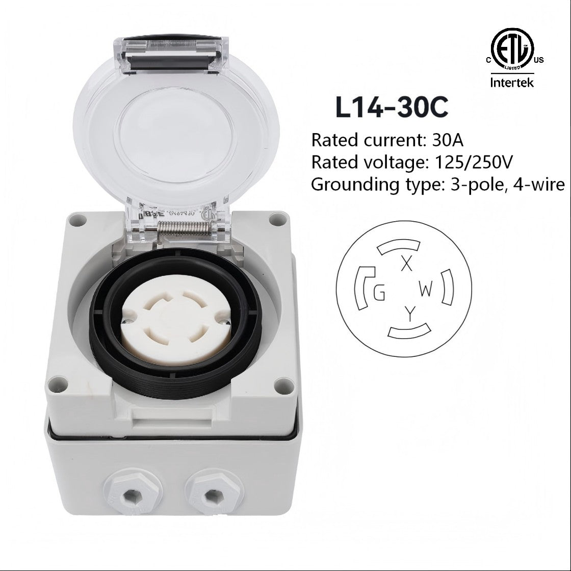 IP66 waterproof outdoor high-power American Standard 3-hole socket with ETL listed 20A,30A,125V,250V